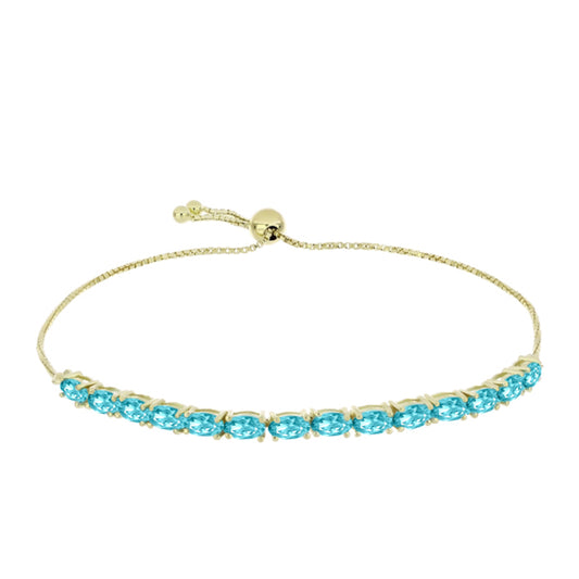 Pulseira de Prata com Banho de Ouro com Quartzo de Paraíba  Contraste: Cabeca de Veado (800)