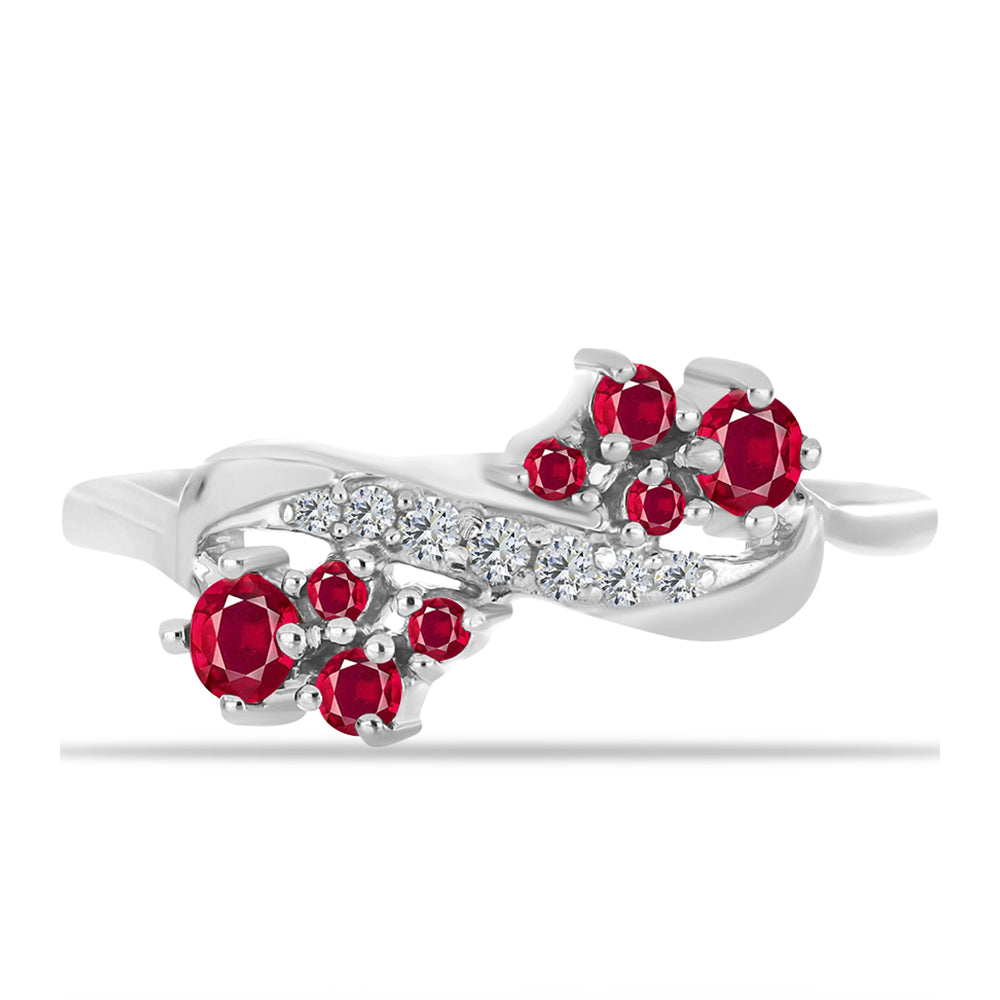 Anel de Prata com Rubi de Madagáscar e Topázio Branco 1 