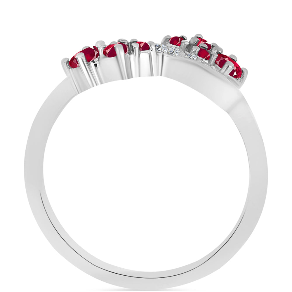 Anel de Prata com Rubi de Madagáscar e Topázio Branco