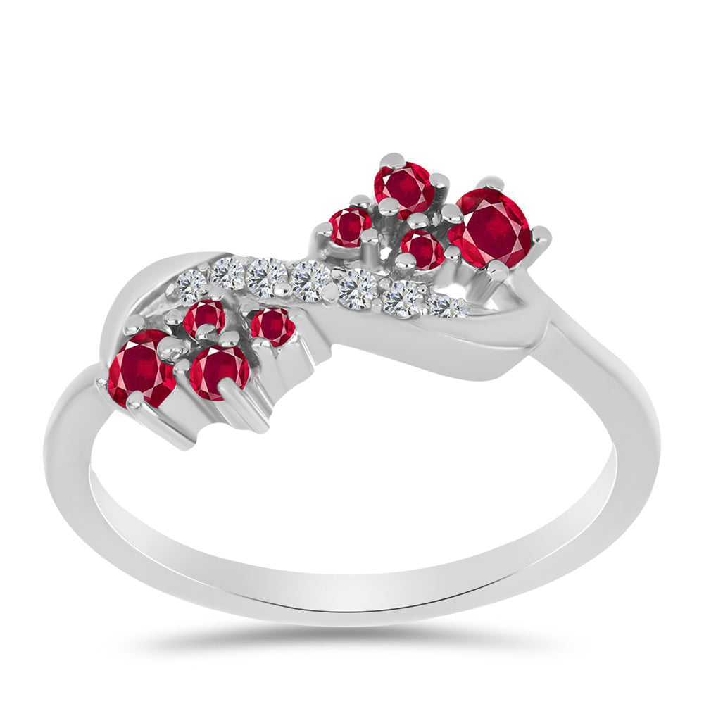 Anel de Prata com Rubi de Madagáscar e Topázio Branco 3 