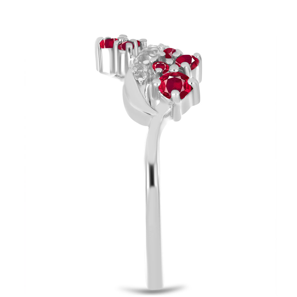 Anel de Prata com Rubi de Madagáscar e Topázio Branco 4 
