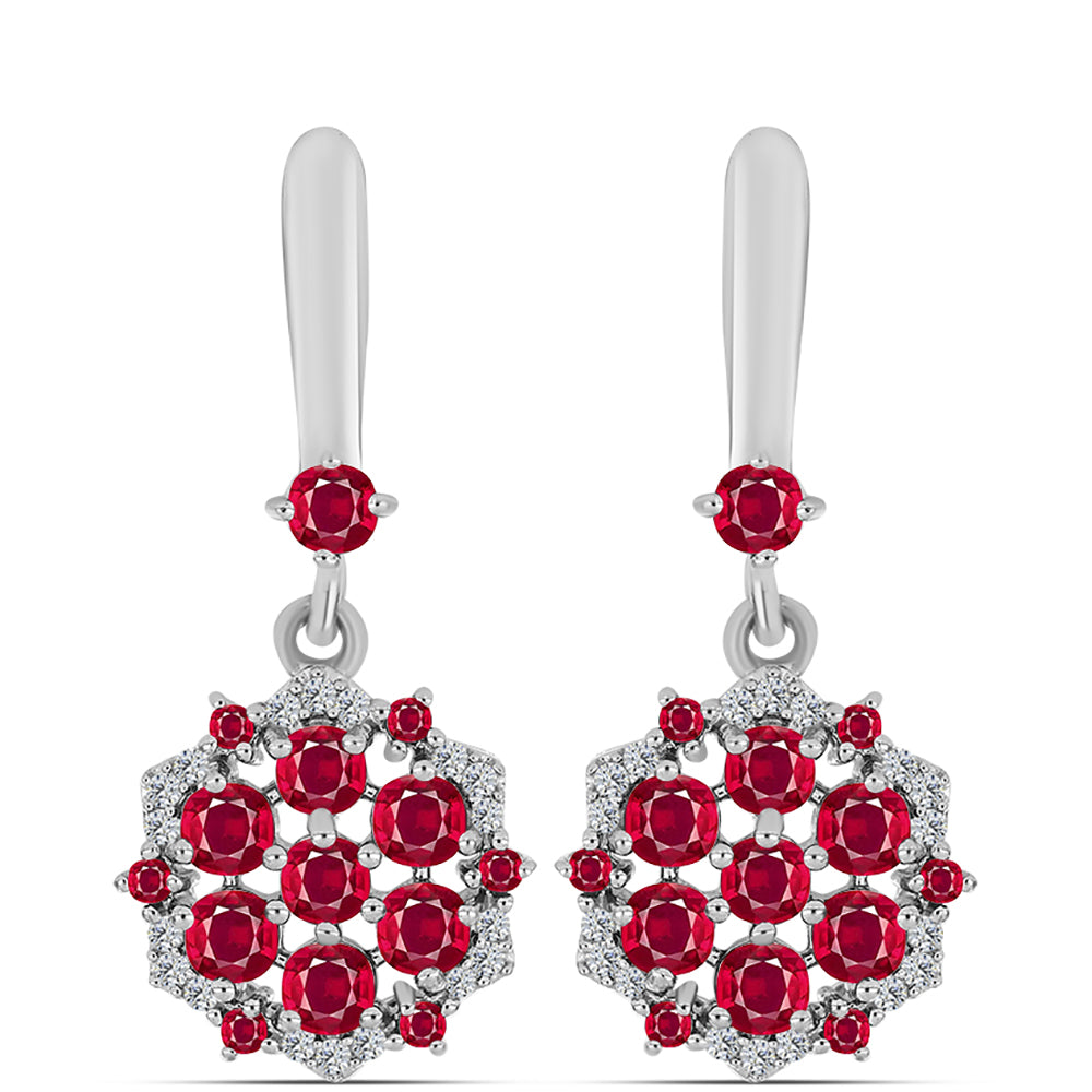 Brincos de Prata com Rubi de Madagáscar e Topázio Branco 1 