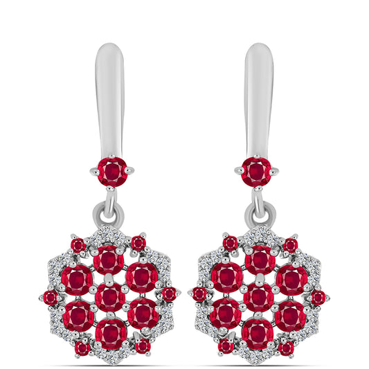 Brincos de Prata com Rubi de Madagáscar e Topázio Branco