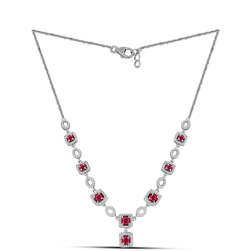 Colar de Prata com Rubi de Madagáscar e Topázio Branco  Contraste: Cabeca de Veado (800) 1 