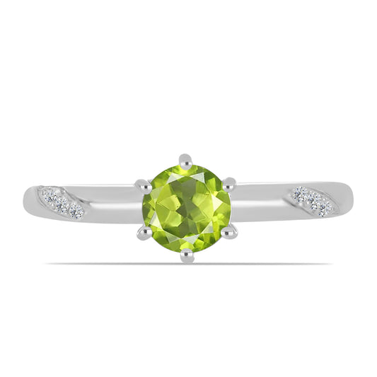 Anel de Prata com Peridoto de Changbai e Topázio Branco