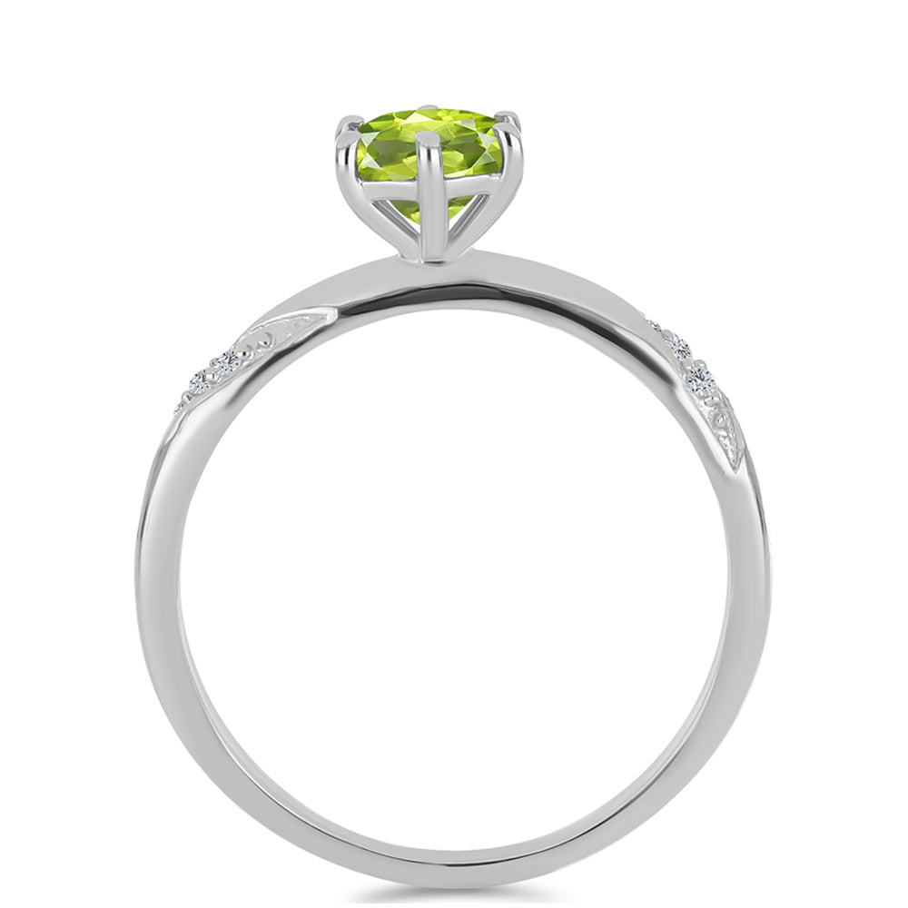 Anel de Prata com Peridoto de Changbai e Topázio Branco 2 