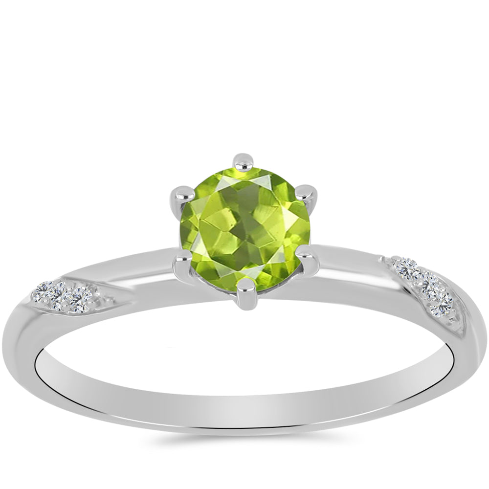 Anel de Prata com Peridoto de Changbai e Topázio Branco 3 