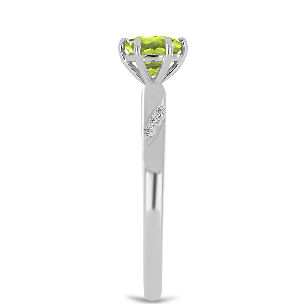Anel de Prata com Peridoto de Changbai e Topázio Branco