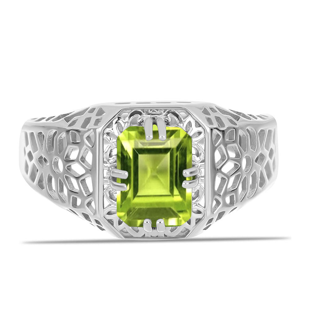 Anel de Prata com Peridoto de Changbai  Contraste: Cabeca de Veado (800) 1 