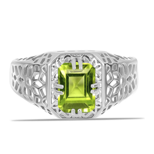 Anel de Prata com Peridoto de Changbai  Contraste: Cabeca de Veado (800)