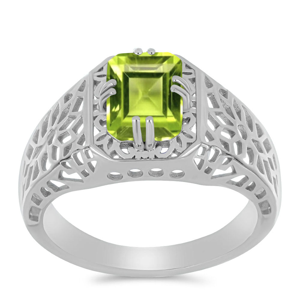 Anel de Prata com Peridoto de Changbai  Contraste: Cabeca de Veado (800) 3 