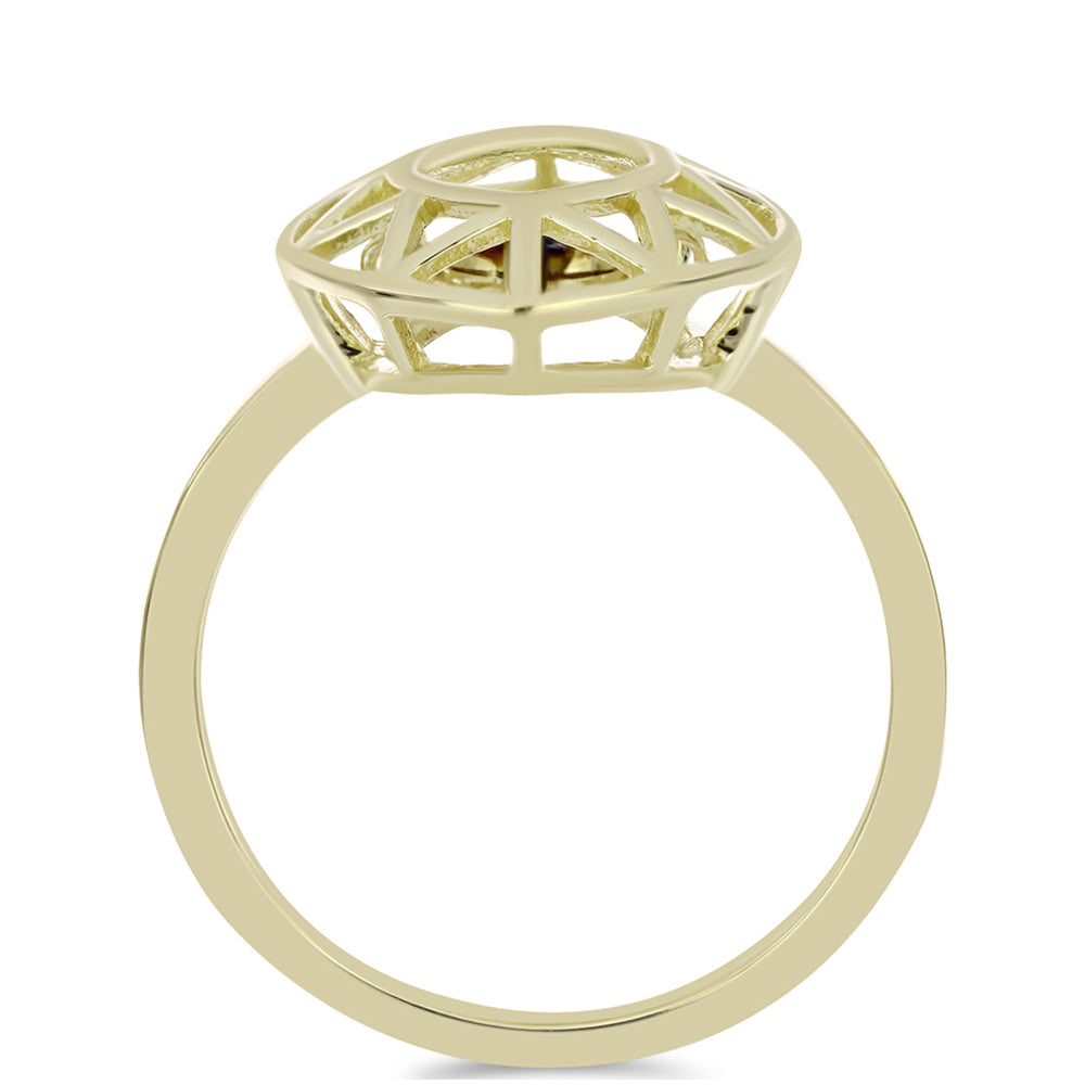 Anel de Prata com Banho de Ouro com Diamante Azul Dançante 2 