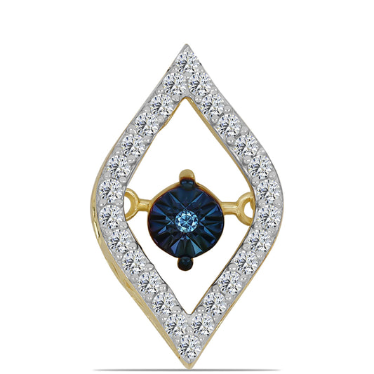 Pendente de Prata com Banho de Ouro com Diamante Azul Dançante e Topázio Branco