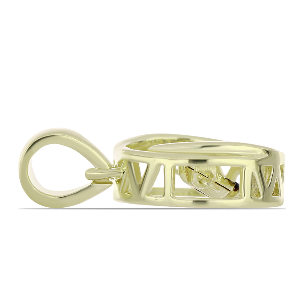 Pendente de Prata com Banho de Ouro com Diamante Azul Dançante 2 