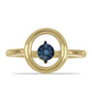 Anel de Prata com Banho de Ouro com Diamante Azul Dançante