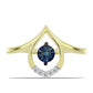 Anel de Prata com Banho de Ouro com Diamante Azul Dançante e Topázio Branco