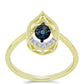 Anel de Prata com Banho de Ouro com Diamante Azul Dançante e Topázio Branco