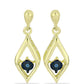 Brincos de Prata com Banho de Ouro com Diamante Azul Dançante