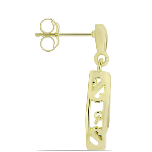 Brincos de Prata com Banho de Ouro com Diamante Azul Dançante