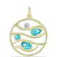 Pendente de Prata com Banho de Ouro com Quartzo de Paraíba e Topázio Branco