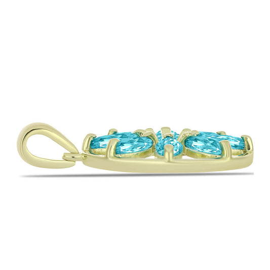 Pendente de Prata com Banho de Ouro com Quartzo de Paraíba