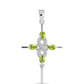 Cruz Pendente de Prata com Peridoto de Changbai e Topázio Branco