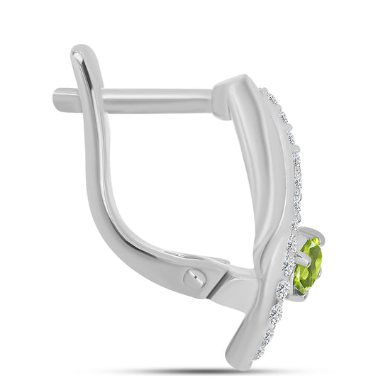 Brincos de Prata com Peridoto de Changbai e Topázio Branco