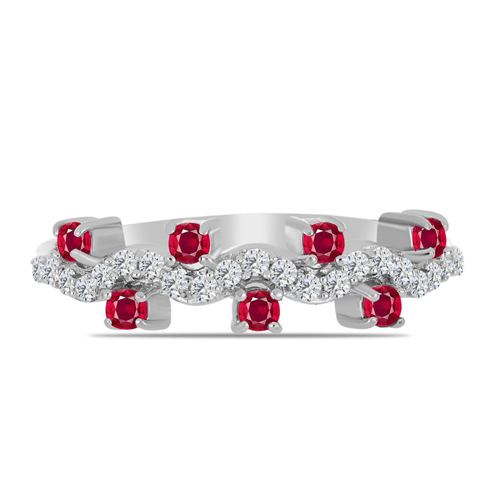 Anel de Prata com Rubi de Madagáscar e Topázio Branco 1 