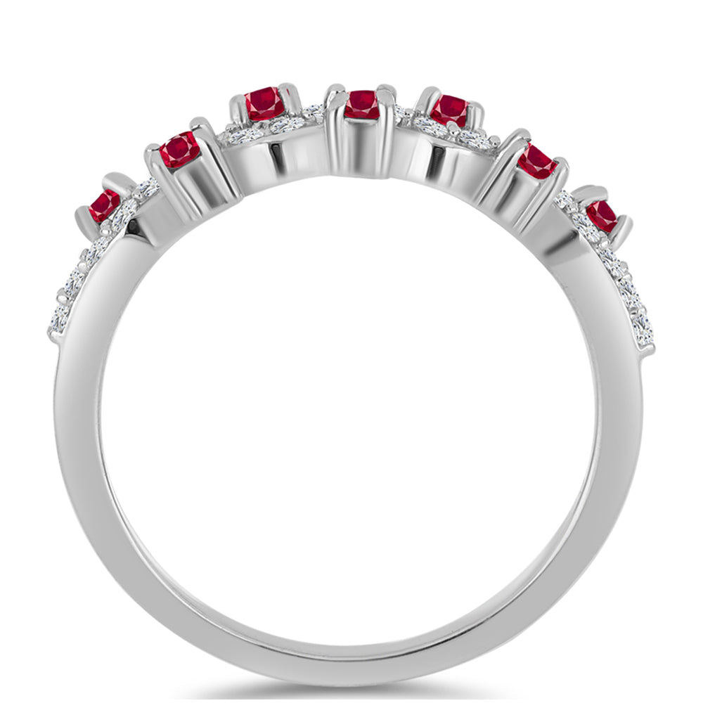 Anel de Prata com Rubi de Madagáscar e Topázio Branco 2 