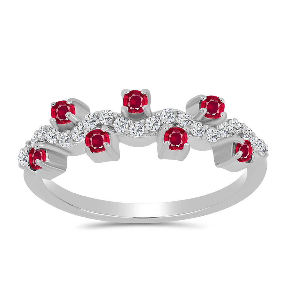 Anel de Prata com Rubi de Madagáscar e Topázio Branco 3 