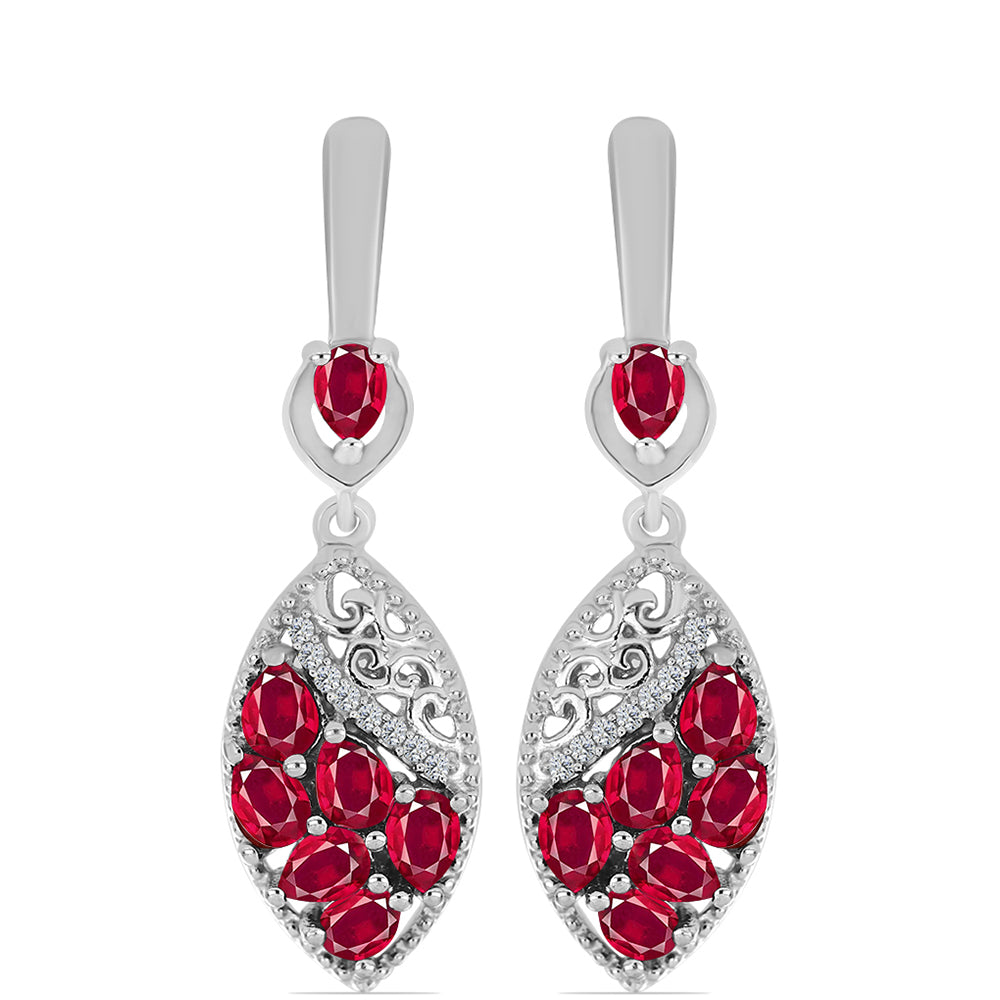 Brincos de Prata com Rubi de Madagáscar e Topázio Branco