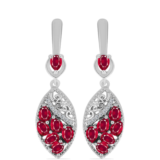 Brincos de Prata com Rubi de Madagáscar e Topázio Branco