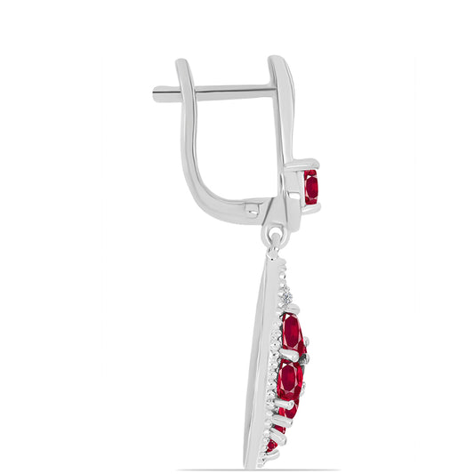 Brincos de Prata com Rubi de Madagáscar e Topázio Branco