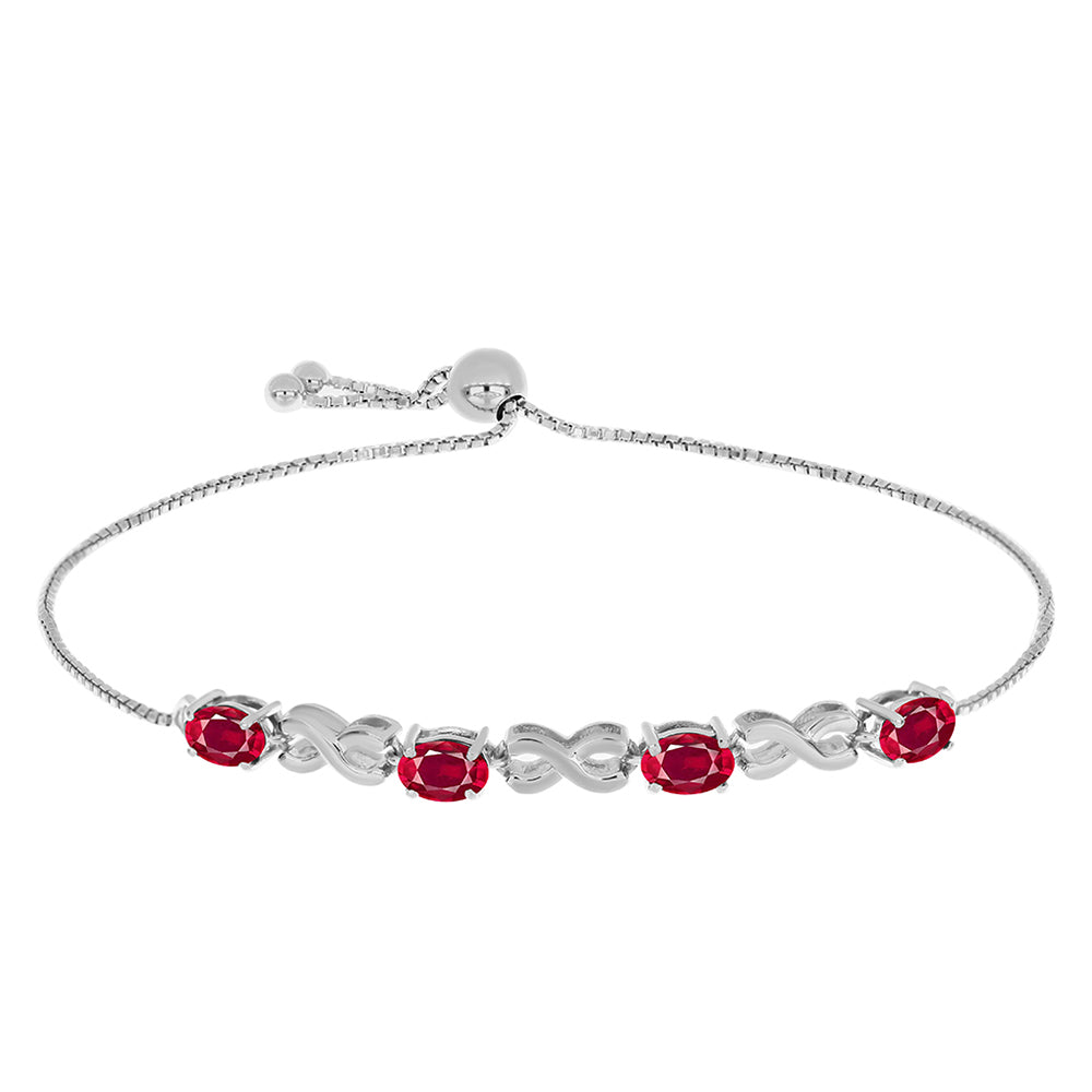 Pulseira de Prata com Rubi de Madagáscar  Contraste: Cabeca de Veado (800)