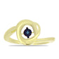 Anel de Prata com Banho de Ouro com Diamante Azul Dançante  Contraste: Cabeca de Veado (800)