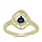 Anel de Prata com Banho de Ouro com Diamante Azul Dançante  Contraste: Cabeca de Veado (800)