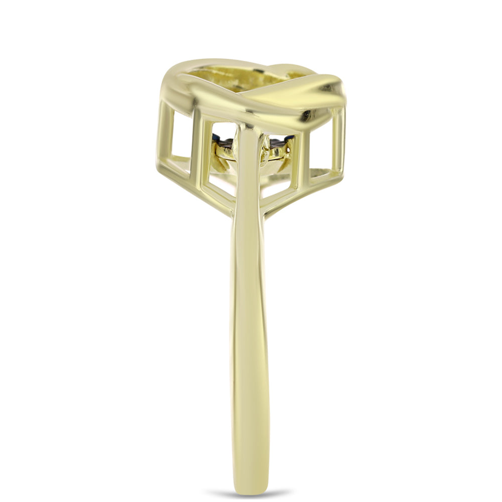 Anel de Prata com Banho de Ouro com Diamante Azul Dançante  Contraste: Cabeca de Veado (800) 4 