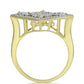 Anel de Prata com Banho de Ouro com Diamante Azul Dançante e Topázio Branco  Contraste: Cabeca de Veado (800)