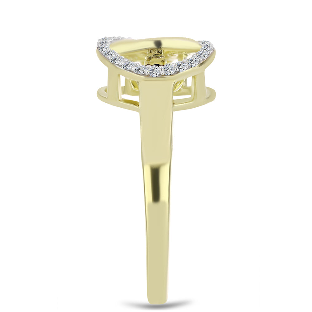 Anel de Prata com Banho de Ouro com Diamante Azul Dançante e Topázio Branco 4 