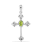 Cruz Pendente de Prata com Peridoto de Changbai e Topázio Branco