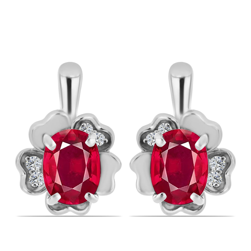 Brincos de Prata com Rubi de Madagáscar e Topázio Branco