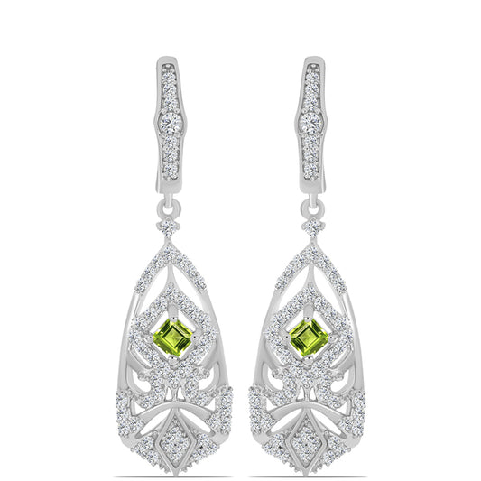Brincos de Prata com Peridoto de Changbai e Topázio Branco