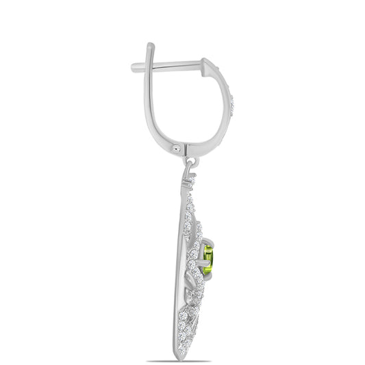 Brincos de Prata com Peridoto de Changbai e Topázio Branco