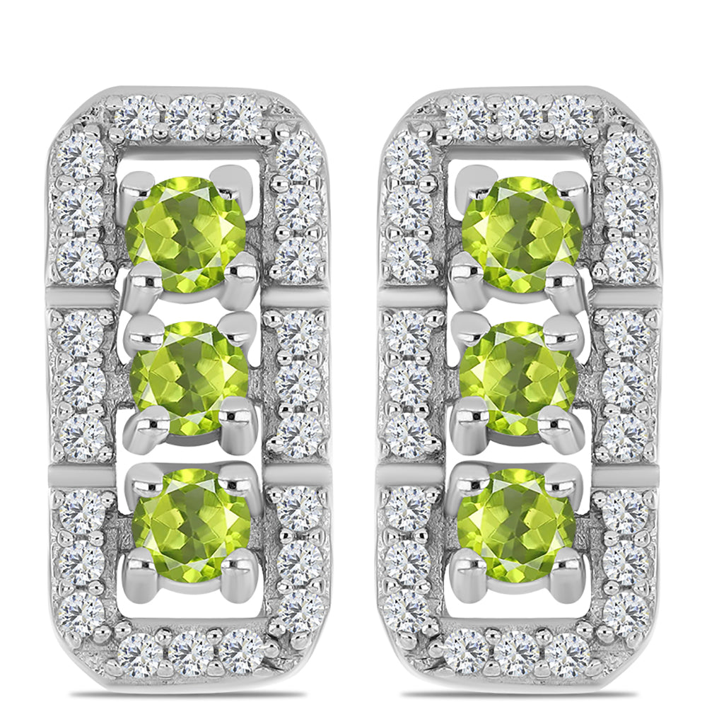 Brincos de Prata com Peridoto de Changbai e Topázio Branco