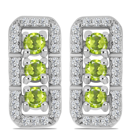 Brincos de Prata com Peridoto de Changbai e Topázio Branco