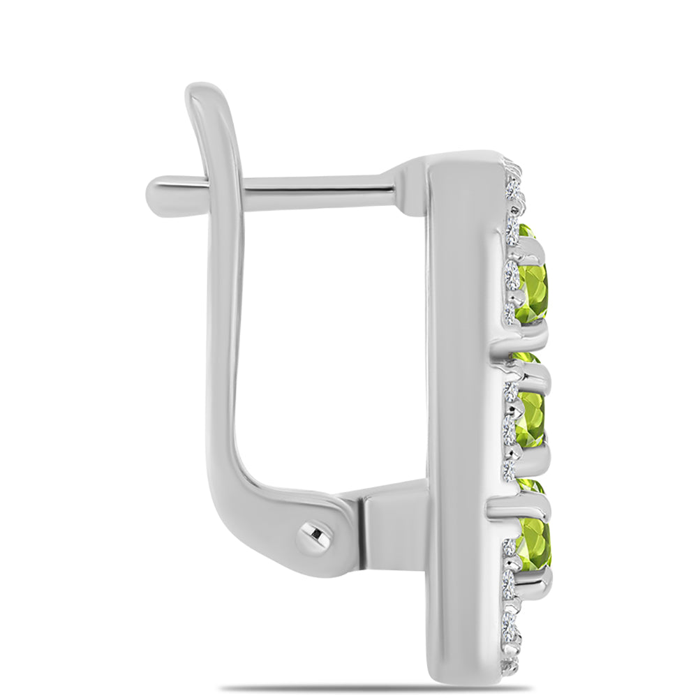 Brincos de Prata com Peridoto de Changbai e Topázio Branco