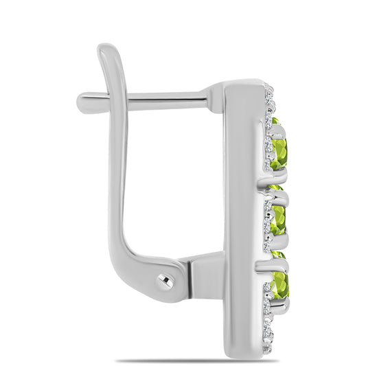 Brincos de Prata com Peridoto de Changbai e Topázio Branco