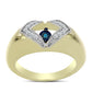 Anel de Prata com Banho de Ouro com Diamante Azul Dançante e Topázio Branco  Contraste: Cabeca de Veado (800)