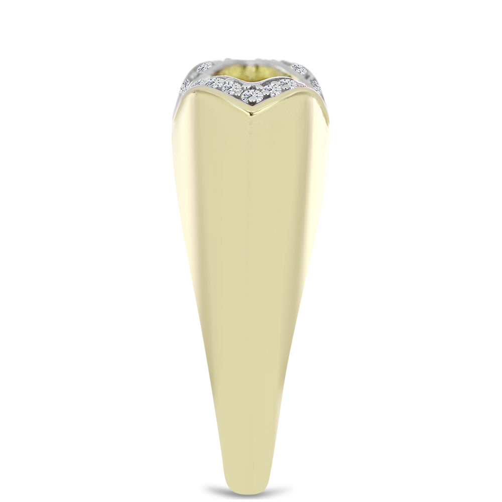 Anel de Prata com Banho de Ouro com Diamante Azul Dançante e Topázio Branco  Contraste: Cabeca de Veado (800)