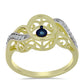 Anel de Prata com Banho de Ouro com Diamante Azul Dançante e Topázio Branco  Contraste: Cabeca de Veado (800)